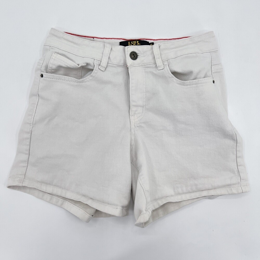 L&B Lucky & Blessed Shorts Womens 6 Ivory BoyFriend Denim Mid rise Light Wash